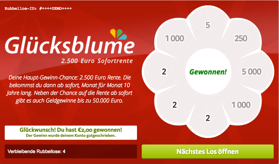 Glücksblume Rubbellos