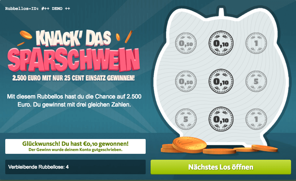 Knack' das Sparschwein Rubbellos