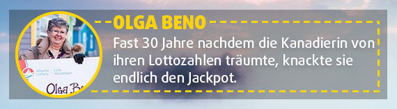 Die Kanadierin Olga Beno knackt den Jackpot mit geträumten Lottozahlen