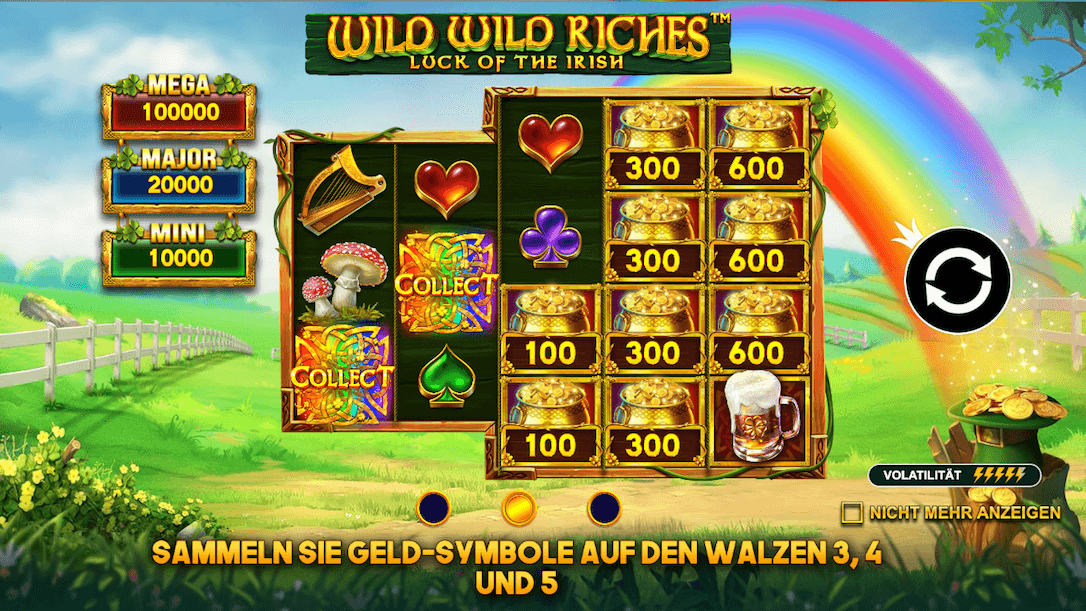 Wild Wild Riches irischer Spielautomat mit Kobold-Thema