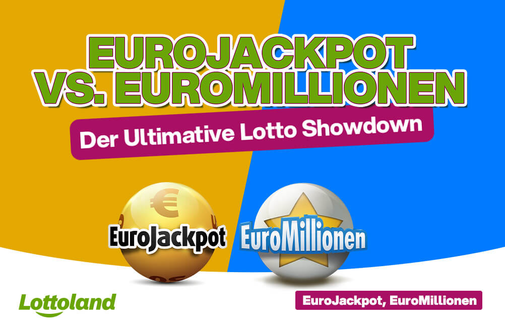 Titelbild zeigt einen EuroJackpot und EuroMillionen Showdown im Lottovergleich