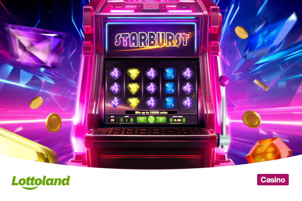 Bild zeigt einen Spielautomaten mit dem Slot Starburst
